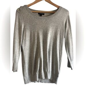 Banana Republic Gray Sweater 3/4 sleeve,with Button Detail on shoulders Sz M